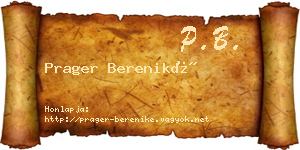 Prager Bereniké névjegykártya